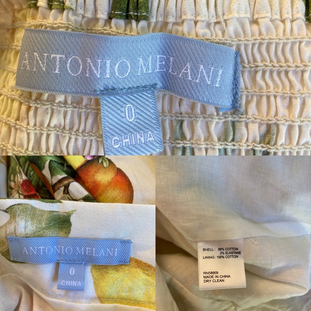 ANTONIO MELANI Set Yellow White Red Fruit Print Floral cotton Skirt & Top - Picture 8 of 11